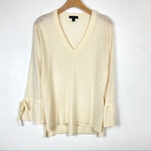 J.Crew | Merino V Neck Sweater Drawstring Sleeves